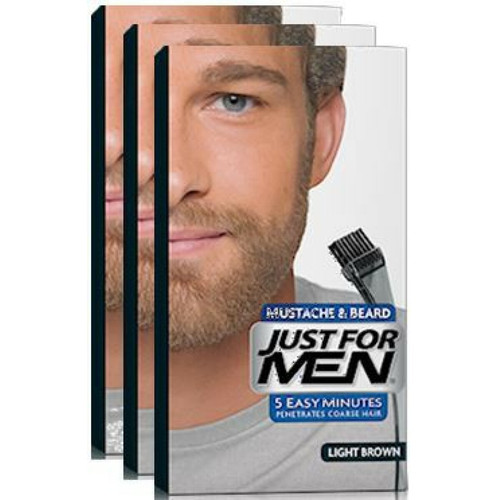 Just For Men - Colorations Barbe Châtain Clair - Pack 3 - Entretien de la barbe HOMME Just For Men