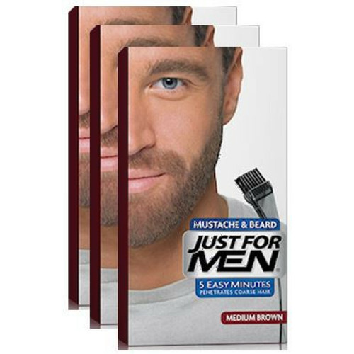 Just For Men - Colorations Barbe Châtain - Pack 3 - Entretien de la barbe HOMME Just For Men