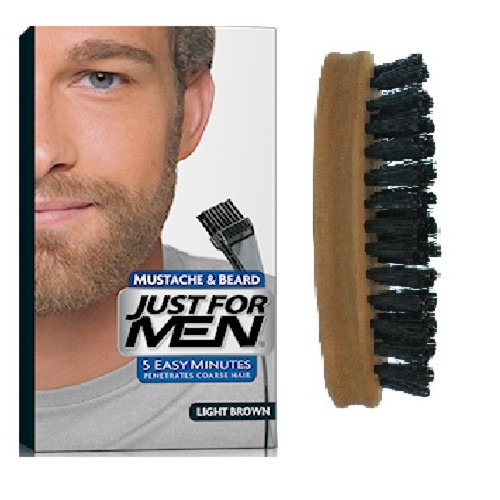 Just For Men - Pack Coloration Barbe Chatain Clair Et Brosse A Barbe - Couleur Naturelle - Entretien de la barbe HOMME Just For Men