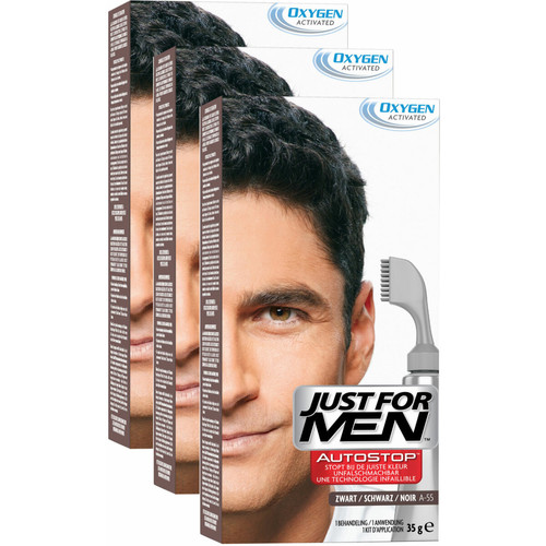 Just For Men - Pack 3 Autostop Noir - Coloration Cheveux Homme - SOLUTION Cheveux Blancs Homme