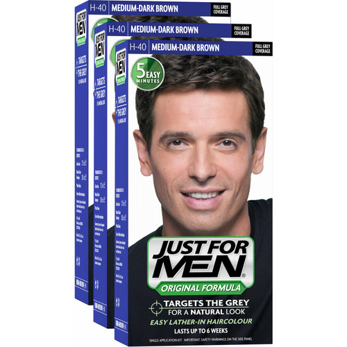 Just For Men - Pack 3 Colorations Cheveux - Châtain Moyen Foncé - Coloration Cheveux HOMME Just For Men