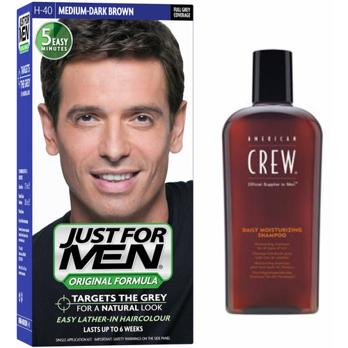 Just For Men - Pack Coloration Cheveux & Shampoing - Châtain Moyen Foncé - Coloration Cheveux HOMME Just For Men