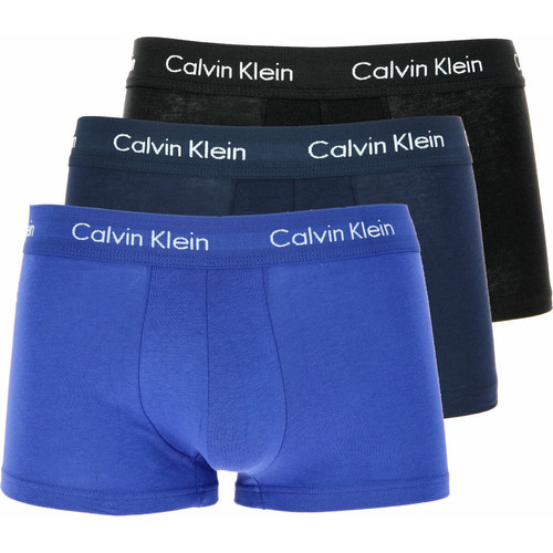 Calvin Klein Underwear - PACK 3 BOXERS COTON STRETCH - Ceinture Logotée Noir / Bleu Marine / Bleu - Caleçons et Boxers Calvin Klein