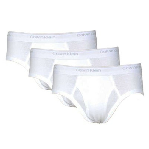 PACK 3 SLIPS FERMES BRIEF HOMME - Coton & Elasthanne Blanc Calvin Klein Underwear