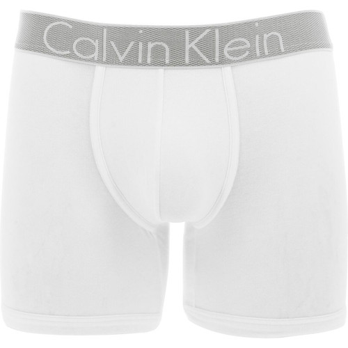 Calvin Klein Underwear - Boxer Long en Coton Stretch - Ceinture Siglée Blanc - Boxer blanc homme