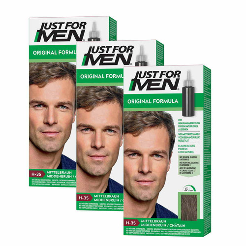 Just For Men - Pack 3 Colorations Cheveux - Châtain - Coloration Cheveux HOMME Just For Men