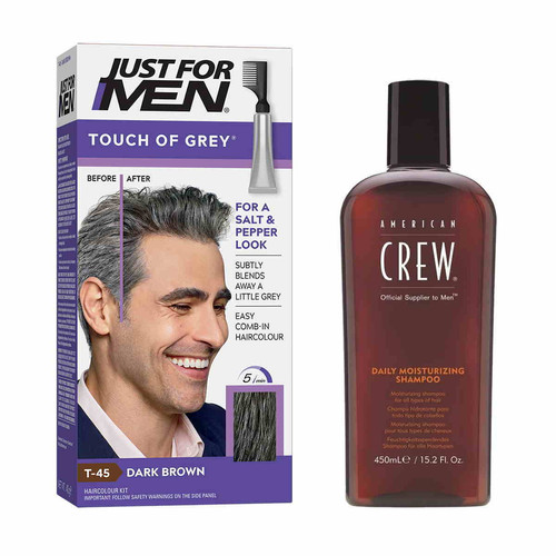 Just For Men - Pack Coloration Cheveux & Shampoing - Gris Châtain Foncé - Coloration Cheveux HOMME Just For Men