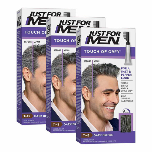 Just For Men - Colorations Cheveux Gris Châtain Foncé - Pack 3 - Coloration homme just for men gris