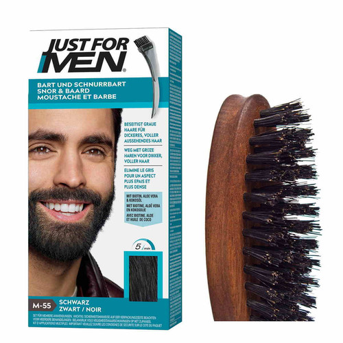 Just For Men - Pack Coloration Barbe Noir Naturel Et Brosse A Barbe - Couleur Naturelle - Coloration homme just for men noir