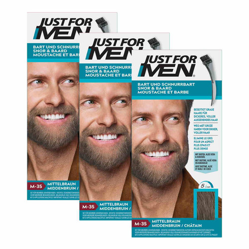Just For Men - Pack 3 Colorations Barbe - Chatain Moyen Clair - Promotions Rasage HOMME